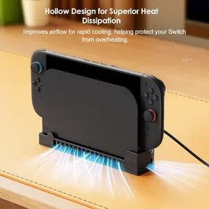 Switch Game Console Cooling Stand, Hollow Design, Efficient Heat Dissipation, Stores Up to 5 Cartridges, Compatible with Switch2