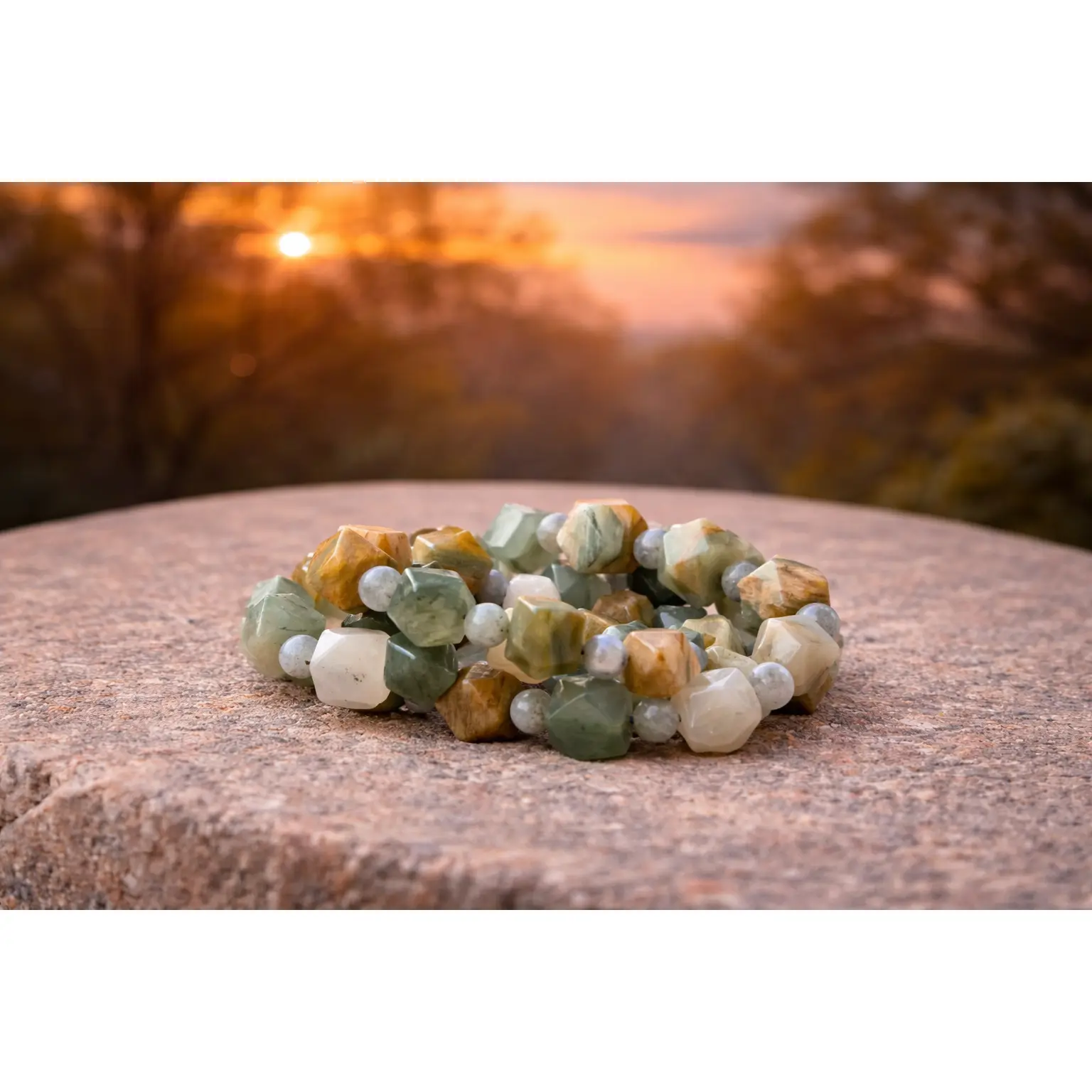 Natural Green Rutilated Quartz Natural Crystal Bracelets - Crystals Bracelets for Practical Magic, Stretchy Fit Wrist Wear Home Decor Accent, Metaphysical Shop