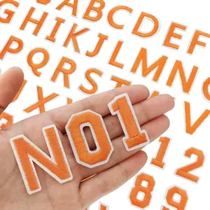 GUYI72 Pieces Iron on Letters and Numbers Patches, Orange Letter Patches Alphabet Embroidered Patch A-Z, Numbers 0-9 Applique for Clothes, Dress, Hat, Socks, Jeans, DIY Accessories