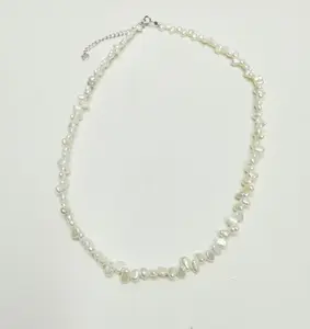 【Live】PEARLISM Trendy Dainty Freshwater Keshi Pearl Necklace 2-5m Seedless Pearl Silver Adjustable AFKN005