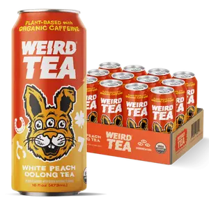 Organic White Peach Oolong Tea - Energy Drink Alternative - 160mg natural caffeine (12pk 16oz cans)
