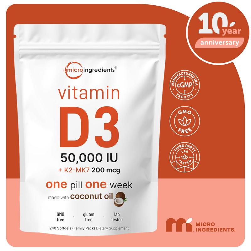 Micro Ingredients Vitamin D3 K2 Supplement Softgels