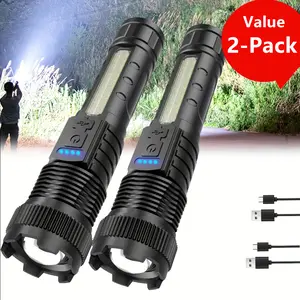 SUPER Bright Zoomable LED Headlamp 200m Long Range USB CRechargeable 6 Light Modes Red Blue Emergency Strobe forCamping Hiking Emergencies High Performance Flashlight WhiteFlashlight