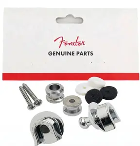 Genuine Fender CHROME Guitar & Bass Strat/Tele Straplocks Strap Locks Set Pair