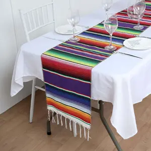 Mexican Serape Table Runner 14"x108" Assorted Colors With Tassels - Vibrant Fiesta Party Decor