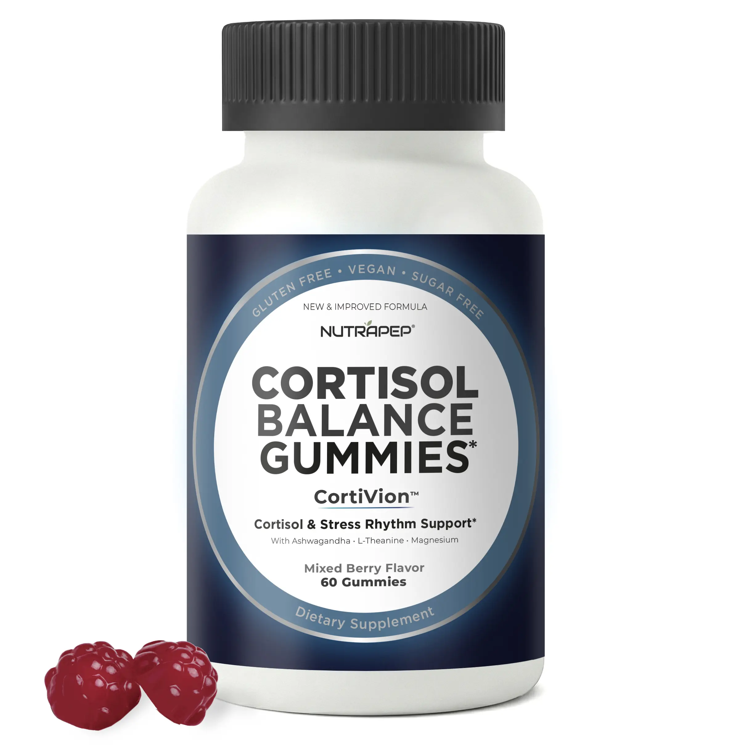 NutraPep Cortisol Gummies – Ashwagandha, Magnesium & L-Theanine – Daily Wellness & Balance Support – Vegan Sugar Free