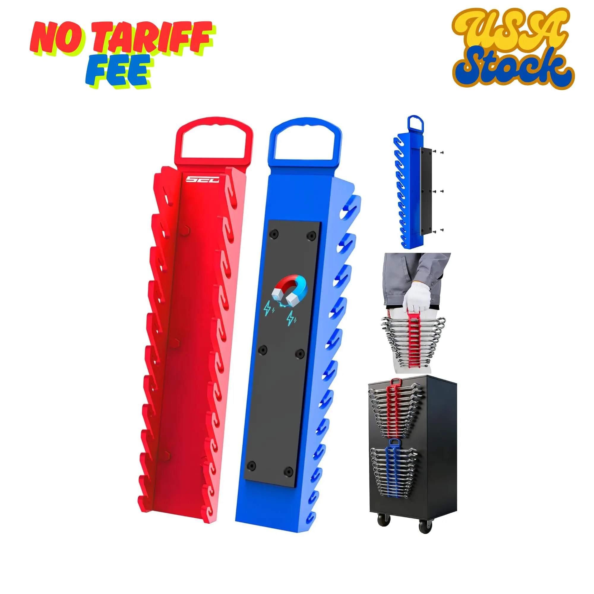 2-Pack Magnetic Wrench Organizer Set, 24-Slot Premium Wrench Rack Holder