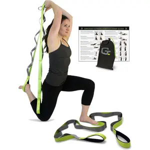 Stretching Strap for Physical , 12 Multi-Loop Stretch Strap 1.5" W x 8' L, Neoprene Handles, Physical  Equipment, Yoga Straps for Stretching,  Stretcher.