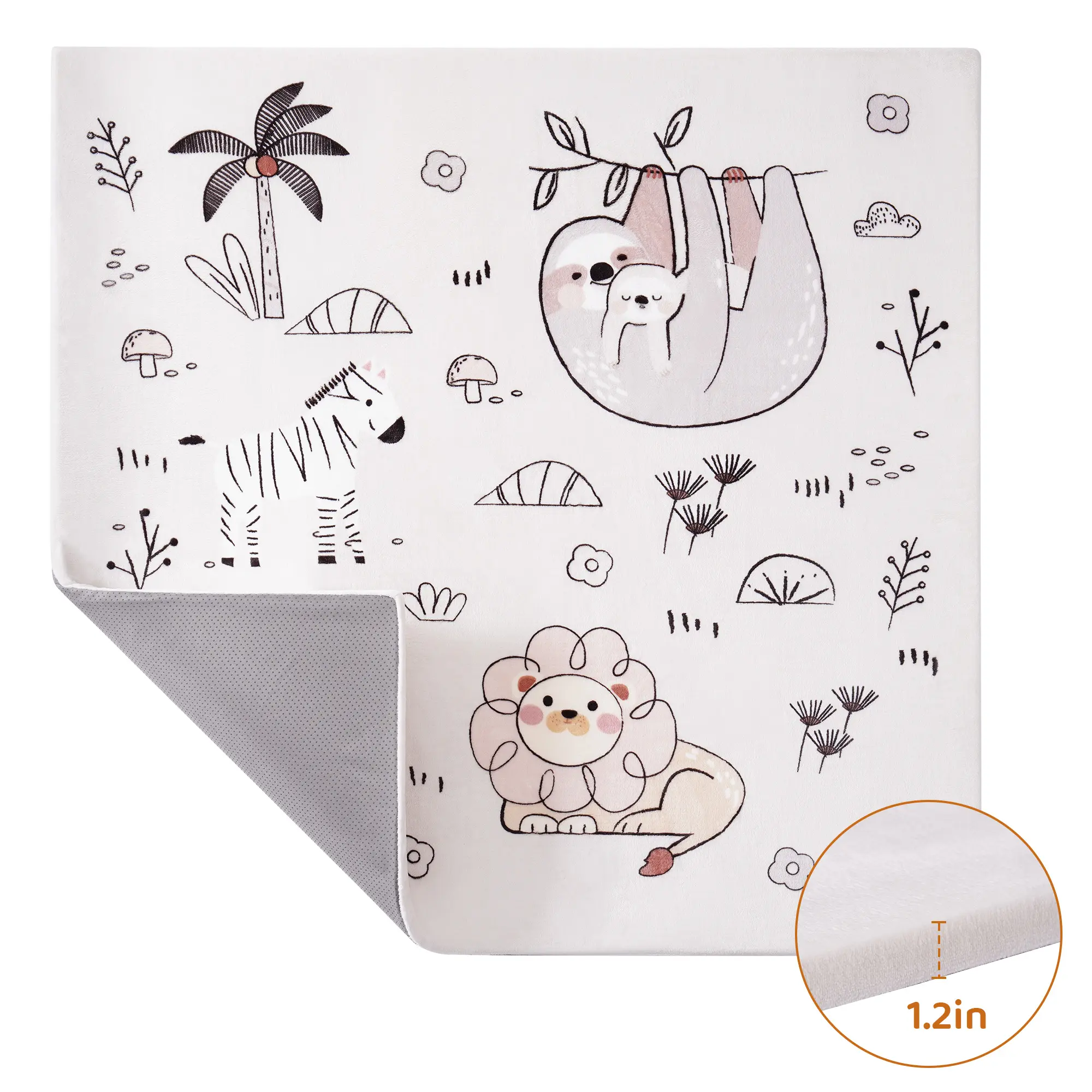 ROBUD Baby Play Mat, Baby Floor Play Mat, 50×50in Kids Play Mat with Non-Slip Pad，Foldable and Machine Washable Foam Play Mat for Baby