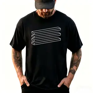 Minimalist Optical Illusion Geometric Line Art T-Shirt