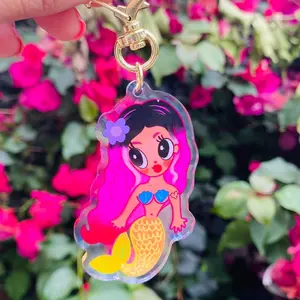 Sirenita rosa Bokeh Keychain