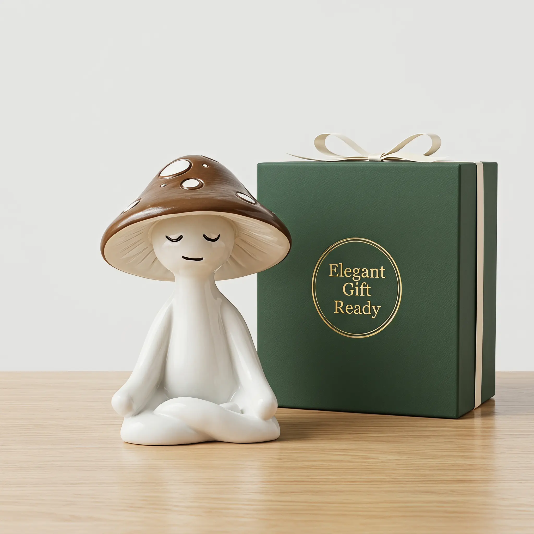 Antique Copper Resin Whimsical Fairy Meditation Mushroom Figurine - Waterproof Decorative Sculpture, Home Office Desktop Decor, Relaxation & Peace Gift, Decorative Sculptures, Whimsical Room Decor