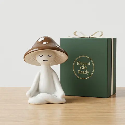 Antique Copper Polyresin Whimsical Fairy Meditation Mushroom Figurine - Waterproof Decorative Sculpture, Whimsical Home Decor, Unique Decor, Stress Relief Gift, Miniature Things, Adult Collectibles for Boxing Enthusiasts