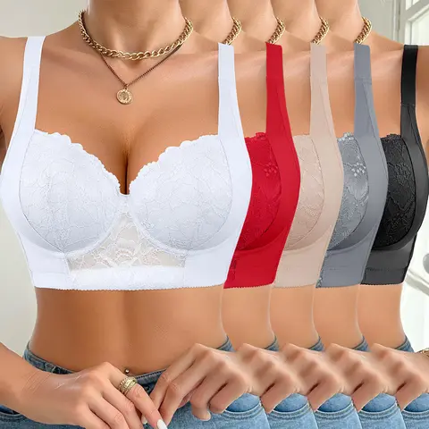 SohoChic Mimilemon Women's Classy Lace Push-Up Bra Set - Underwire Bra with Non-Removable Pads, Steady Support, Breathable Fabric, Minimalist Body-Shaping Fit for Everyday Elegance
