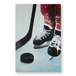Begin Home Decor C1MP2436ZYRTLS 24 x 36 in. Young Hockey Player Wall Art - Hyperrealist Bedroom Metal Print Decor