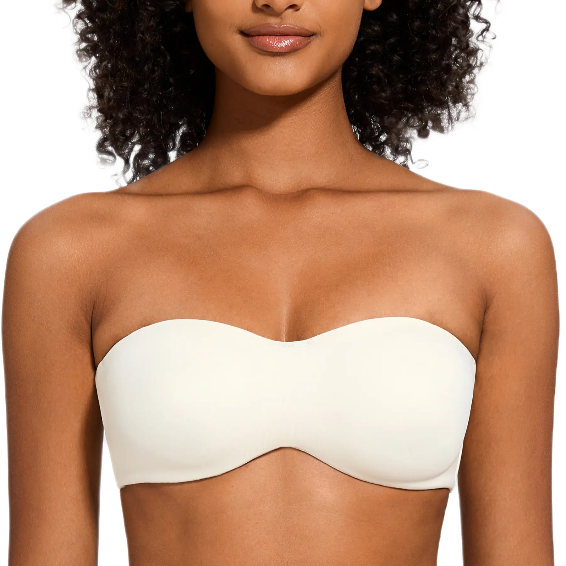 MELENECA Women's Plus Size Strapless Minimizer Bra - Seamless Underwire Bandeau with Convertible Straps, Compression, Elastic, Minimalist Smooth Design for Bridal & Special Occasions, Invisible, Top, Off Shoulder, Hand Wash