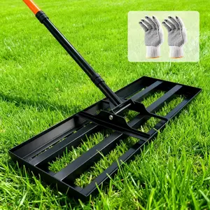 Lawn Leveling Rake 30"x10", Lawn Leveler Tool with 78" Handle, Curved Edge & Anti-Fracture Connectors, Soil, Sand, Dirt for Backyard,, Golf Course, Farm