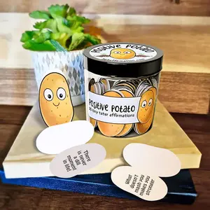 60pc Emotional Supports Potato Jar, -Emotional Support Cards for Women & Teens |Uplifting Affirmation Teacher Gifts,Back To School Gifts, Birthday Presents for Girls, Self-Care Motivation