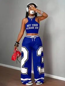 New Summer Casual Sporty Style Round Neck Patchwork 23 Number Slogan Print Short Sleeve T-Shirt   Shorts Women Two-Piece Set, Coord Set, Versatile, Comfort, Wear, Outfit, Essential, Trendy, Chic, Elegant