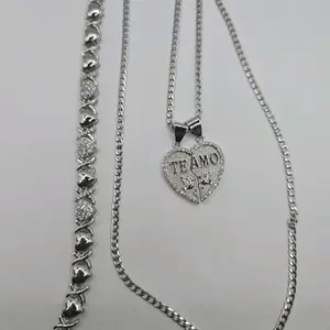 TE AMO breakable heart chain with heart beautiful bracelet clear stone's stainless steel color PLATED