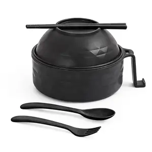 Ramen Bowl Set, 1/2-Counts Microwave-Safe Instant Noodle Bowl with Lid and Tableware Kit, Durable Matching Lunch Box for Students Instant Noodles Bowl #GLOBAL PICKS