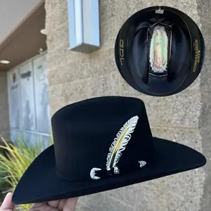 100x VIRGEN GUADALUPE - Guadalajara Hat (Falda 3.5) Con Pluma Plateada