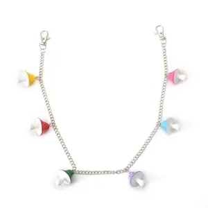 Colorful Mushroom Pendant Metal Chain Pants Chain, Acrylic Multicolor Waist Chain Belt, Accessories for Jeans & Dresses