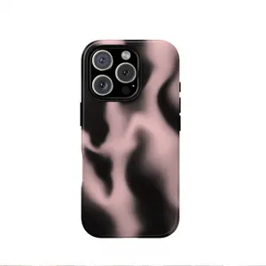 This durable, shock-absorbing, glossy 2-in-1 phone case features a pink-to-black gradient fluid pattern and is compatible with iPhone 17, 16, 15, 14, 13, 12, 11, X, and Samsung models. It makes a great holiday gift for friends or family.