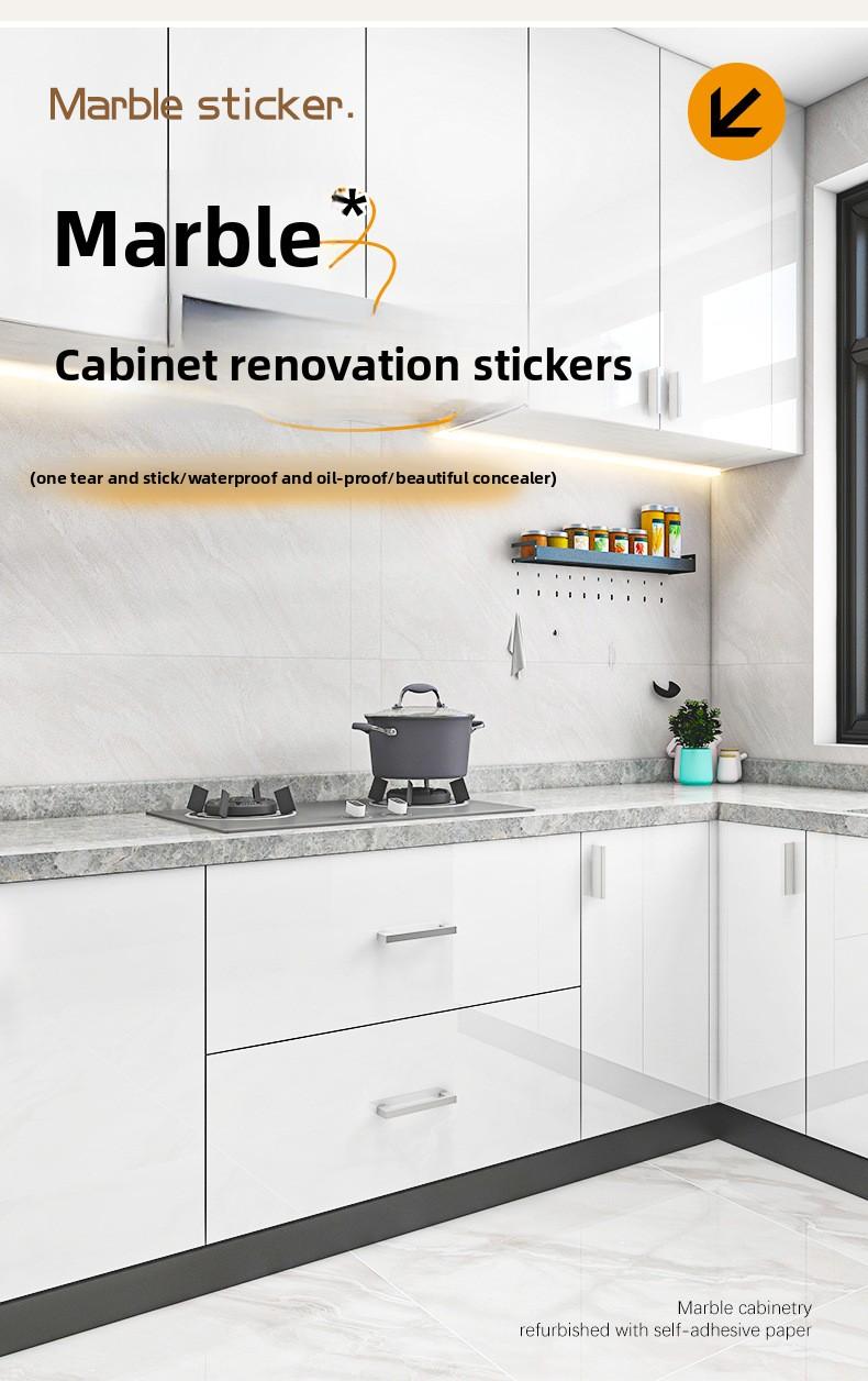 Marble Peel and Stick Countertop Contact Paper, Self-Adhesive Waterproof Oil-Proof Kitchen Cabinet Sticker, Heat Resistant Thickened PET Wallpaper for Furniture, Door, Renovation