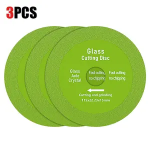 LOZLIN 3PCS 4.5"(115MM) 22.23mm Ultra-Thin Diamond Saw Blade - Glass/Jade/Crystal Cutting & Polishing Disc for Ceramic Tile, Wine Bottles Cutting, Angle Grinder Chamfering Tools