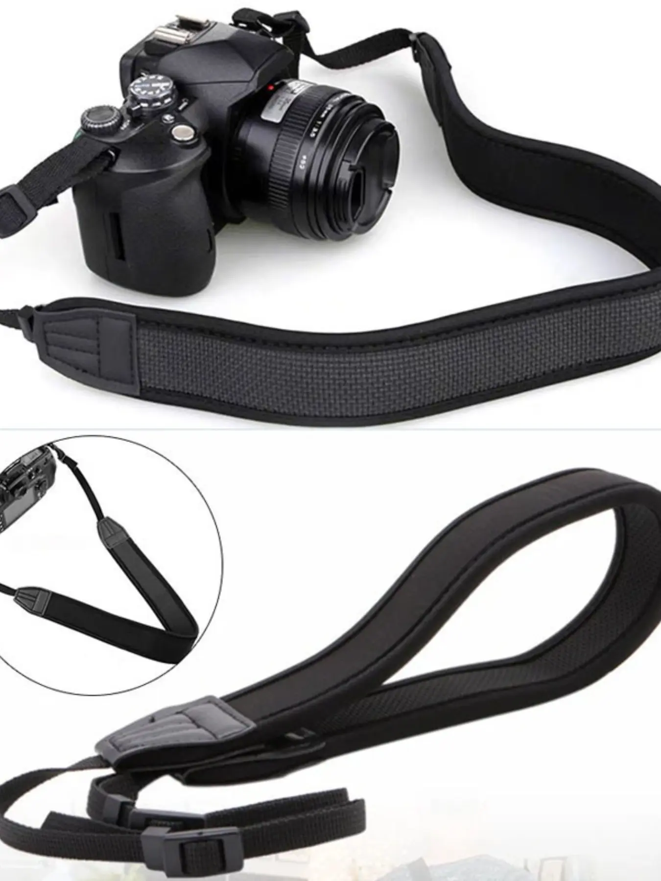 Crossbody Camera Strap, Versatile, Durable Edge Trim, Elegant Solid Pattern, Soft Polyester Fiber Material, Quick Release Buckle, Compatible with Multiple Cameras, Accessories