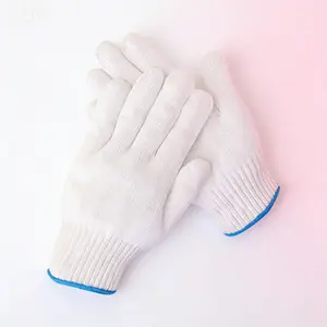 Safety Work Gloves for Men and Women, Cotton Construction Gloves for Repair Warehouse Gardening, L Size, Durable Comfortable White Work Gloves, General Purpose Hand Protection