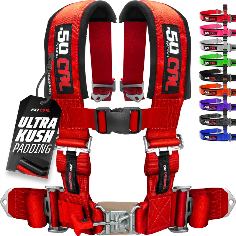 1PC 50 Caliber Racing Harness 4 & 5 Point 2" & 3" with Latch Release for UTV Enthusiasts Ultra Kush Padding Comfortable & Adjustable Belts