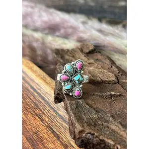 Handmade Sterling Silver Cotton Candy Adjustable Ring "Signed Nizhoni"