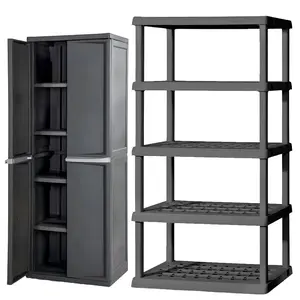 Sterilite 5 Shelf Plastic Storage Unit & Garage & Pantry Storage Cabinet, Gray