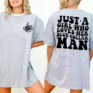 Two Sides Just A Girl Who Loves Her Blue Collar Man Tshirt, Blue Collar Merch, Blue Collar GF Tshirt, Blue Collar Girlfriend Tshirt, Printed In US, apparel