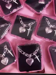 Custom Initial Heart Shaped Dainty Cross Necklace, Mother's Day Gift, 1 Count 2024 New Style Engraved Stainless Steel Waterproof Necklace, Fashion Accessories for Women & Men, Valentine Gifts for Her, Initial Letter Necklace