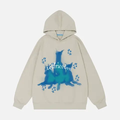 Aelfric Eden Women's Doberman Graphic Hoodie - Unisex Cotton Blend Long-Sleeve Medium-Length Pullover Tops with Unique Blur Art Print, Scoop Neck