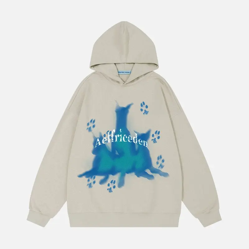 Aelfric Eden Women's Doberman Graphic Hoodie - Unisex Cotton Blend Long-Sleeve Medium-Length Pullover Tops with Unique Blur Art Print, Scoop Neck