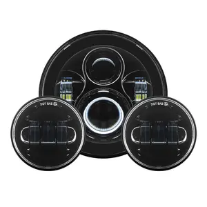 7" LED Blackout Headlight (Daymaker Replacement) with Auxiliary Passing Lamps for Harley® Touring & Softail