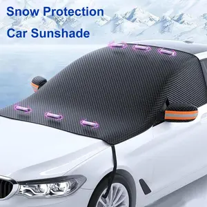Car Windshield Snow Cover All Season Magnetic Windshield Snow Frost Ice Cover Heavy Duty Windproof Waterproof UV Resistant 46x60inch with Side Mirror Covers Universal Fit