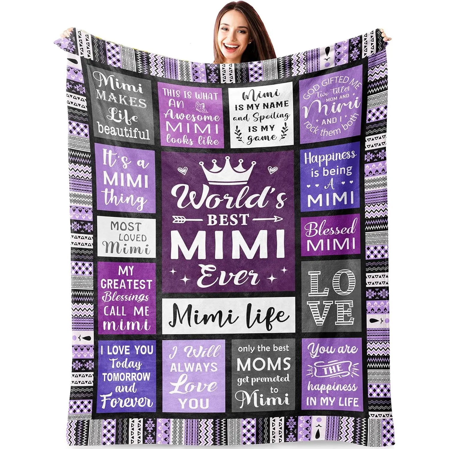 Mimi Gifts, Gifts for Mimi, Mimi Gifts for Grandma Blanket, Birthday Gifts for Mimi Grandma Grandmother, Mother's Day for Grandma from Grandson Granddaughter Throw Blanket 60"*50", soft casual warm blanket
