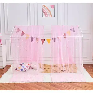 Canopy Bed Curtains with Lights, Princess Bed Canopy for Girls Kids Room Decor, Sheer Twin Bed Canopy Curtains Scarf (2 Panel)