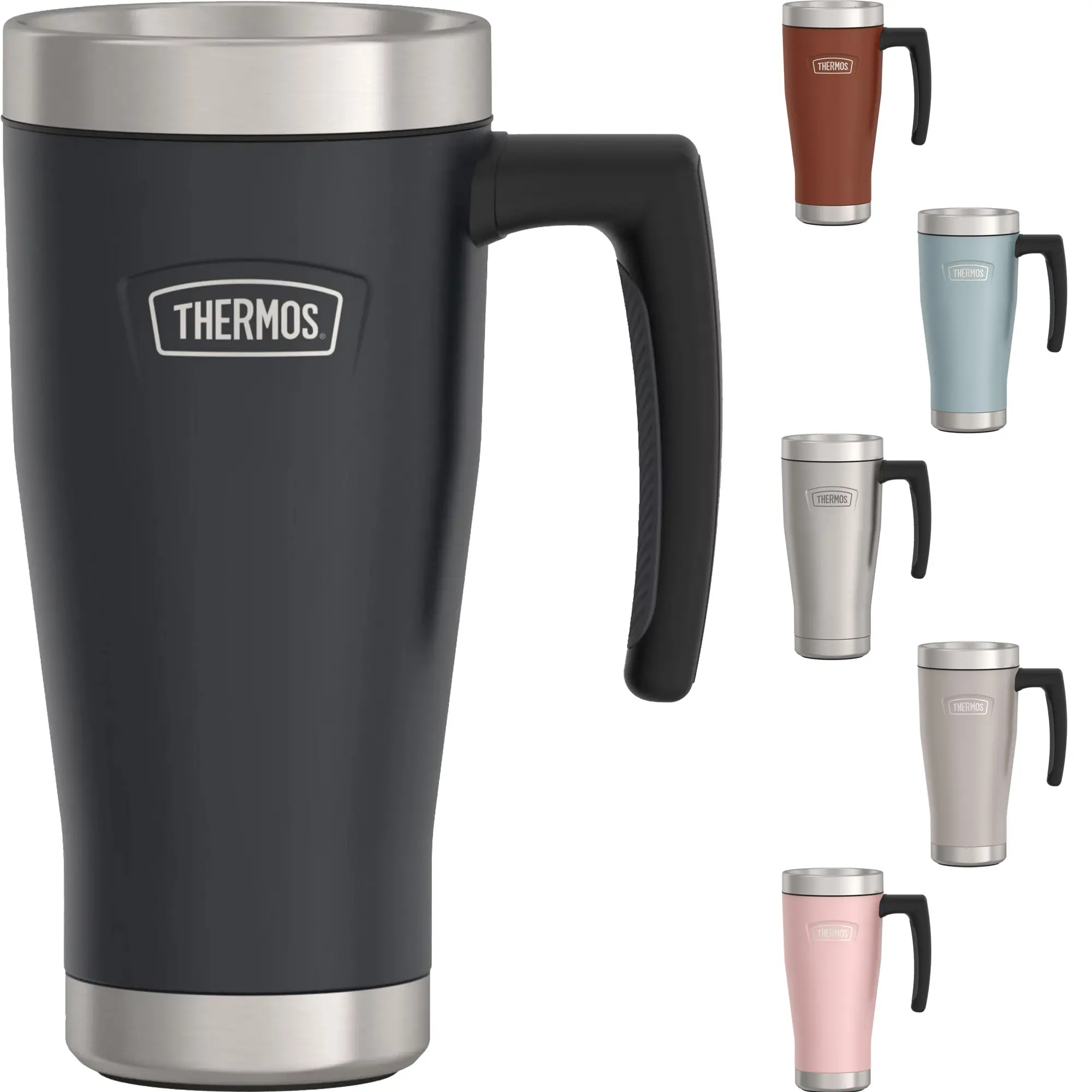 Thermos 16 oz. Icon Solid Vacuum-Insulated Stainless Steel Travel Tumbler, Leakproof Coffee Drinkware with Long-Lasting Insulation