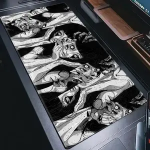 'Black and white Mouse Pad Cute HD branco Desk Pad Extended Gaming Keyboard Mats Large XXL Gamer Collage Horror Anime Mousepad'