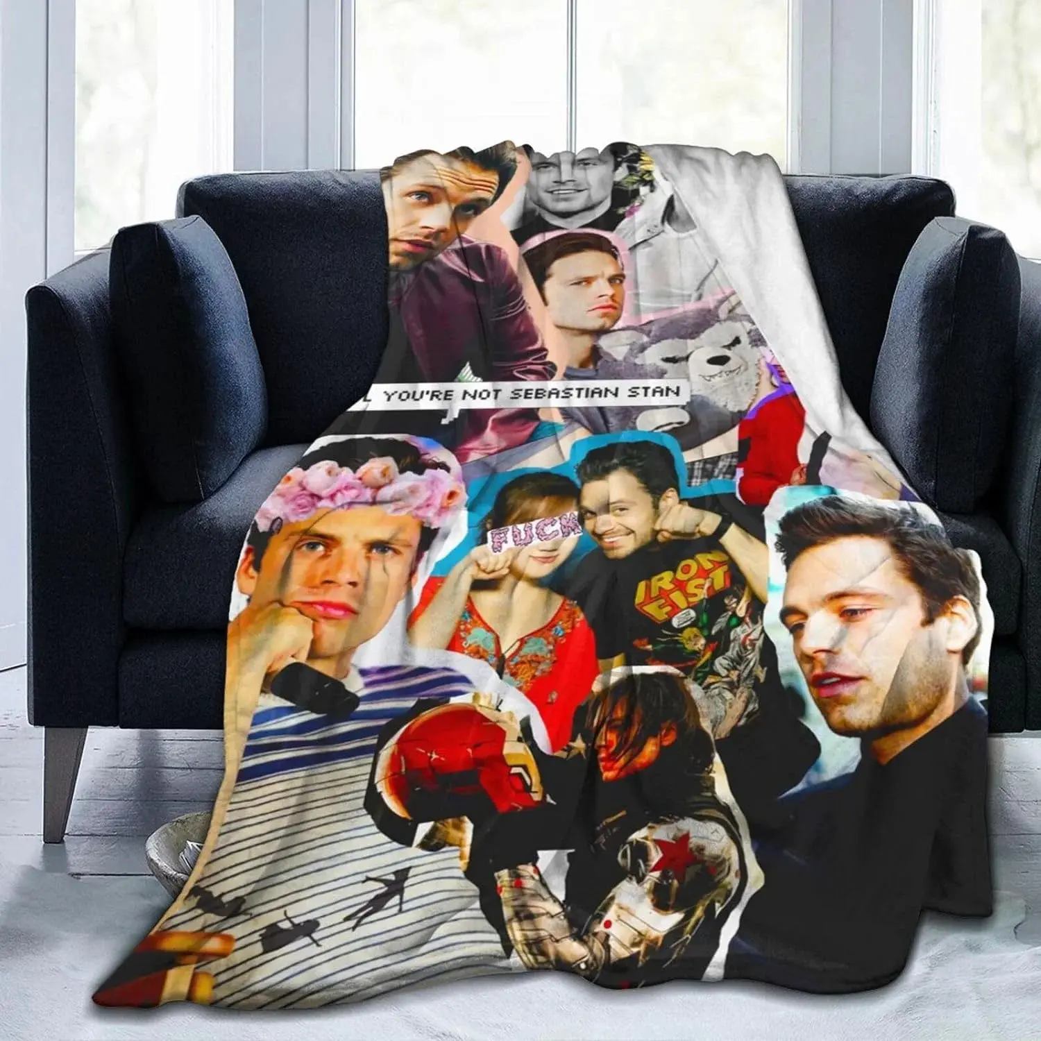 Blanket Sebastians Actors Stan Throw Flannel Blankets Warm Soft Cozy Fuzzy Air Conditioning Blanket for Living Room Sofa Bed Gift Blankets for All Seasons 40"x50"