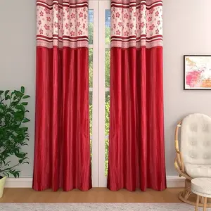 Rensum Long Crush Tree Patch Curtains for Long Door 9Ft Pack of 2 - Room Darkening Printed Curtain Drapes for Bedroom, Living Room & Home Office