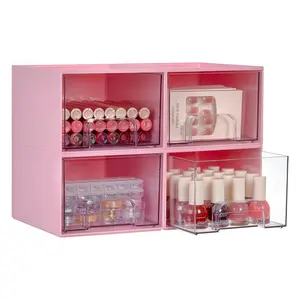 Pink Stackable Storage Drawer Set Acrylic & Plastic Versatile Bathroom Makeup Organizer for Vanity Undersink Kitchen Cabinets Pantry Home Organization