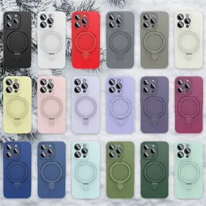 FlexGrip Magnetic Phone Case with Built In Kickstand Full Camera Protection Liquid Silicone Cover for Apple iPhone Series