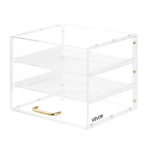 VEVOR Bakery Display Case, 3-Tier Commercial Countertop Pastry Display Case, Clear Acrylic Bread Box for Kitchen, Party Cake Cabinet with Flip-Up Door for Cookie Dessert Donut, 13x 10.2x 10.2